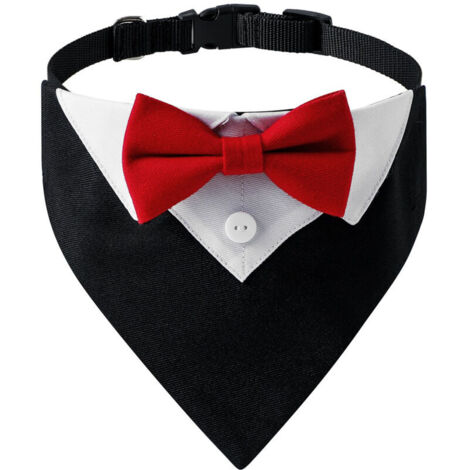 Bardusch - Bandana de mariage pour chien, collier pour chien avec nœud papillon, collier ajustable, style smoking pour chien, nœud papillon
