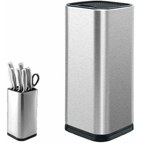 Bardusch-Bloc de Couteaux, Porte-Couteau en Acier Inoxydable, Porte-Couteau de Cuisine, Porte-Couteau Carré, pour Couteaux et Ciseaux (Carré)