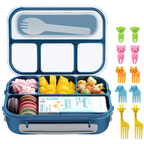 Bardusch-Boîte à lunch Bento à 4 compartiments, récipient à sauce, couverts, pics à apéritif et moules à muffins pour l'école//...