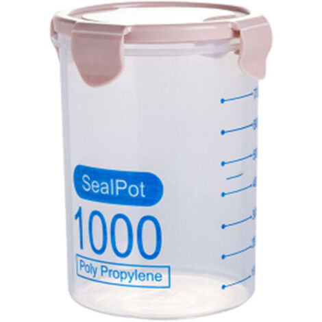 Bardusch-Boîte de rangement transparente en plastique avec fermeture hermétique pour aliments de cuisine, céréales, haricots, noix (1000 ml, rose)