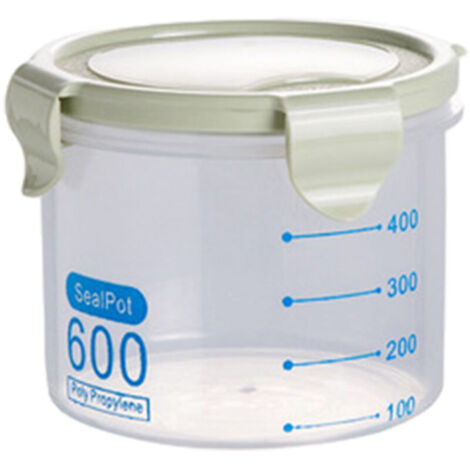 Bardusch - Boîte de rangement transparente en plastique avec fermeture hermétique pour aliments de cuisine, céréales, haricots, noix (600 ml, verte)