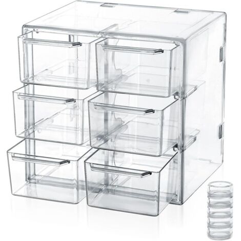 Bardusch-Boîte empilable à 6 tiroirs (12×10×12 cm), organisateur acrylique pour bijoux, bagues, colliers, maquillage.