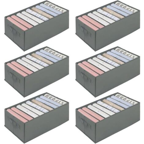 Bardusch - Boîte Rangement Vetement Pliable Organisateur Tiroir Lavable pour Pantalon,Chaussettes,Gilet,Leggings- Gris (6 Pcs, 34  25  17cm)