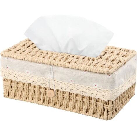 Bardusch-Boîte rotin beige – housse rectangulaire 24×14×10 cm, naturelle, pour maison/voiture