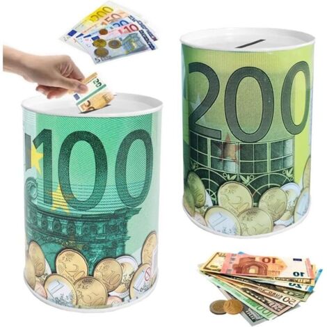 Bardusch-Boîte tirelire métal étain pour billets et pièces, décorative, dimensions 11 x 7,5 cm, lot de 2 pièces