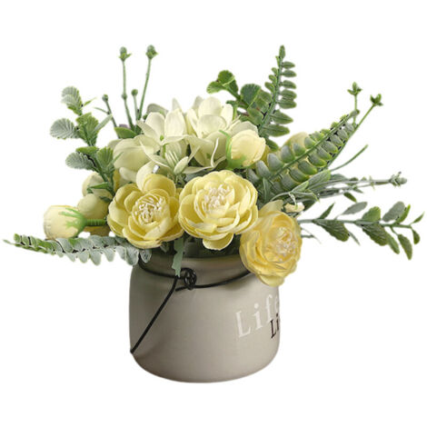Bardusch-Bouquet de Roses et d'Hortensias Artificiels avec Petit Vase en Céramique - Sans Entretien, Décoration Élégante pour Salon et Chambre