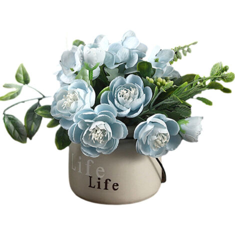 Bardusch-Bouquet de Roses et d'Hortensias Artificiels avec Petit Vase en Céramique - Sans Entretien, Décoration Élégante pour Salon et Chambre