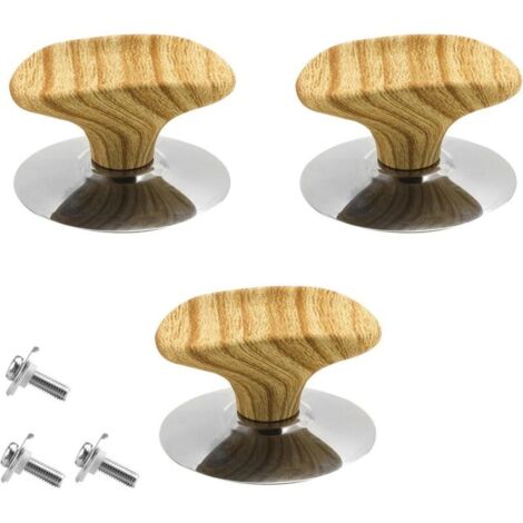 Bardusch Bouton de Couvercle 3 Pièces Couleur Bois Bouton Couvercle Casserole Résistant Chaleur Poignées Couvercle Casserole Couvercles pour Poêles Frire Casseroles Huile Et Marmites Soupe