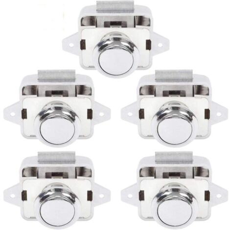 Bardusch-Bouton Poussoir Camping Car - Serrure Loquet Porte Fermeture Placard Bouton pour RV caravane de moteur 5 pièces Argent