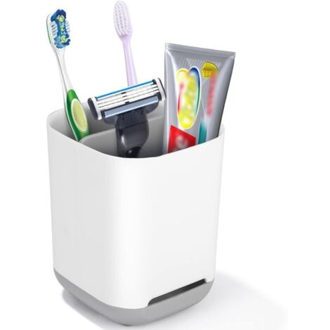 Bardusch-Brosse Amovible en Plastique, Organiseur Dentifrice, Support pour Brosse à Dents Electrique, Vidange Antidérapant, Blanc Gris