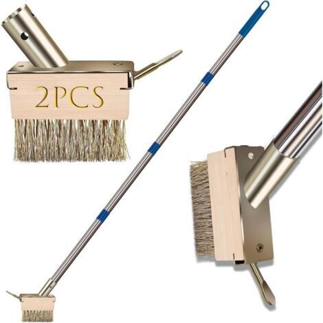 Bardusch-Brosse pour enlever la mousse des joints, adaptée aux terrasses en béton et aux pavés extérieurs, avec 2 têtes de brosse métallique (sans manche).