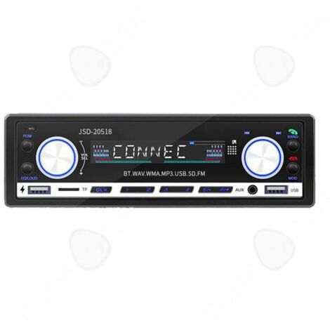 Bardusch - C Autoradio bluetooth mains libres récepteur radio 4x50w lecteur multimédia usb/tf/fm/aux/wma/wav/mp3 player bass autoradio noir