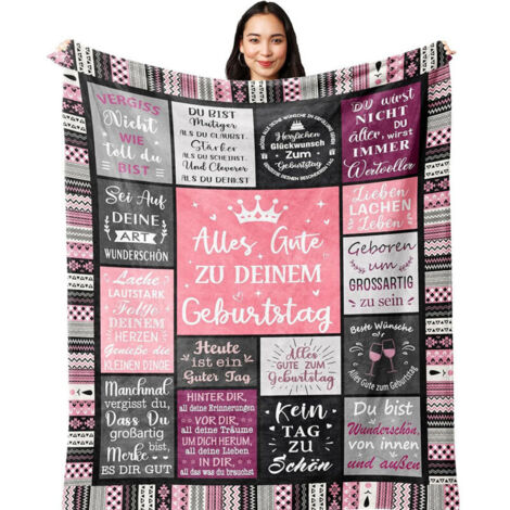 Bardusch - Cadeau Anniversaire Femme, Idee Cadeau Femme, Cadeau Femme Original Utile, Cadeau Anniversaire Maman/Amie/Soeur/Fille/Mamie/Copine/Collègue, Happy Birthday, Cadeau Femme Couverture 130x150C