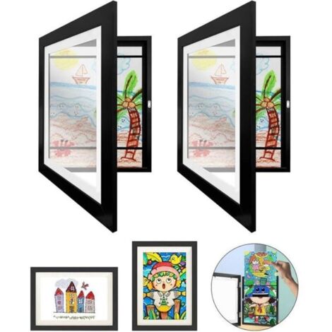 Bardusch - Cadre Photo Enfant - Artiste - A4 - Bois - Ouverture Frontale - 2Pcs Muraux