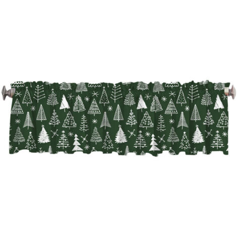 Bardusch-Cantonnière de Noël, cantonnières de Noël à flocons de neige pour fenêtres, cantonnières à œillets, habillage de fenêtre de Noël à flocons de neige, petit rideau pour Noël et l'hiver//