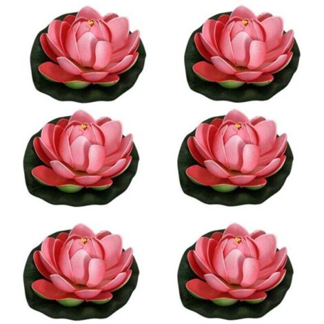 Bardusch-Caractéristique De l'eau Lotus Artificiel Fleur De Lotus Artificielle Faux Flottant Nénuphar Jardin Étang Fish Tank Décor Pêche Rouge 6pcs