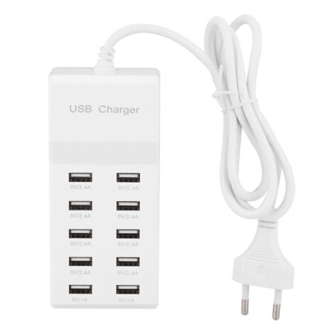 Bardusch - Chargeur USB Multi-Port, Prise d'alimentation USB 10 Ports Charge Rapide USB Multi-Ports  Compatible avec iPhone 12/13/14/15/16/Samsung S21/S22/S23/S24/Xiaomi/Huawei/Oppo/OnePlus/autres app