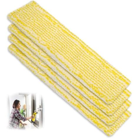 Bardusch Chiffons de Nettoyage en Microfibre 4 Pièces VW Bonnettes Microfibre Accessoire Mop Remplacement des Tampons pour Karcher Nettoyeur de Vitres WV 2 WV 5 Jaune