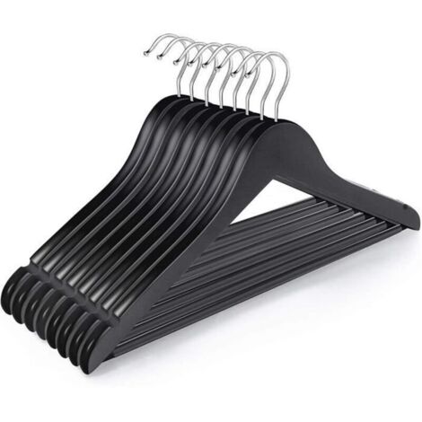 Bardusch - Cintres en Bois - MARQUE - 12pcs - Crochet Rotatif 360° - Noir - Multifonctionnel