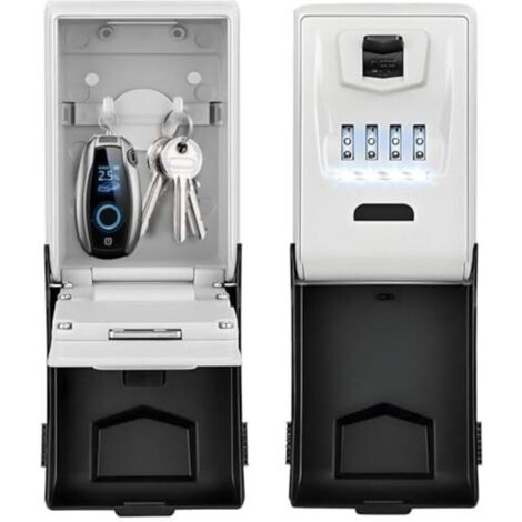 Bardusch-Coffre-fort à clés avec code numérique, grand coffre-fort à clés à 4 chiffres avec code éclairé, coffre-fort à clés étanche et antirouille pour l'extérieur, pour la maison, le bureau,