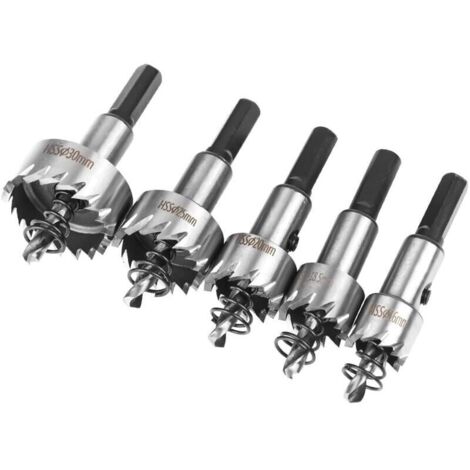 Bardusch-Coffret Scie Cloche, 5PCS Scie Trépan en HSS Cobalt Ø16/18,5/20/25/30mm, Scie Cloche en Acier Haute Vitesse Alliage, Acier, Acier Inoxydable, Approprié au Bois, Plastique, Métal