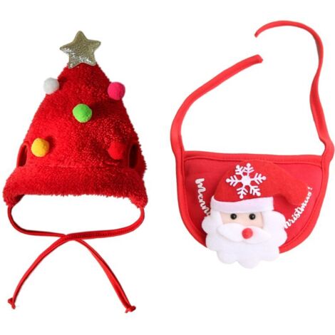 Bardusch-Coiffe de sapin de Noël ajustable vert pour animaux de compagnie,Costumes de Noël pour animaux de compagnie