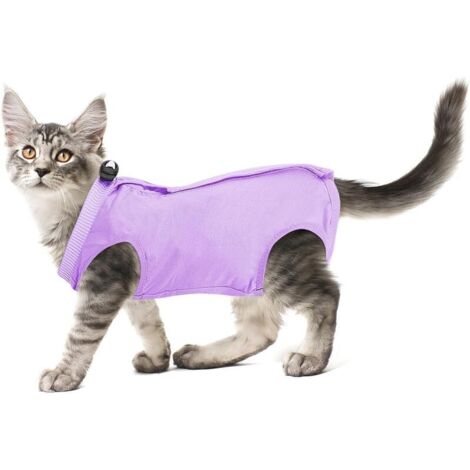Bardusch-Combinaison de Convalescence pour Chat Plaies Abdominales ou Maladies de la Peau Combinaison de Convalescence chirurgicale Collier Alternatif pour Chats après Une Chirurgie (Taille M, Lilas)