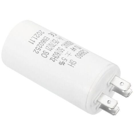 Bardusch - Condensateur CBB60 10uF 450V AC 4 bornes 50-60Hz Film polypropylène Plastique pour Pompe à eau Blanc 1Pcs
