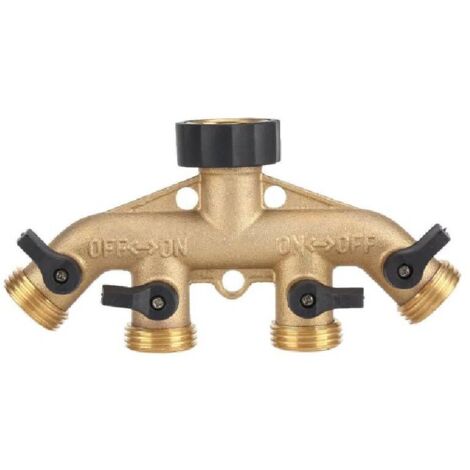 Bardusch-Connecteur de robinet de dérivation de tuyau à 4 voies en laiton de 3/4 po pour l'irrigation du jardin