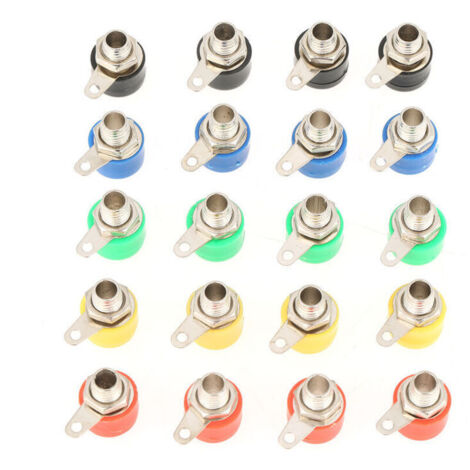 Bardusch-Connecteurs Jack de prise banane, 20 pièces, couleurs mélangées, 4mm, Terminal d'amplificateur de haut-parleur