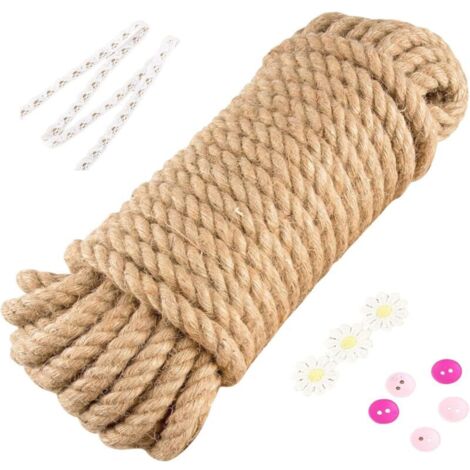 Bardusch-Corde en jute 10 mm x 20 m : corde en chanvre naturelle - Corde décorative - 4 brins - Corde en jute épaisse - Corde de jute - Corde de chanvre - Corde de jute pour jardin, artisanat, décorat