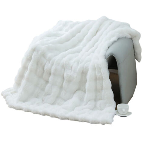 Bardusch - Couverture d'hiver épaisse en velours à bulles, couverture peluche épaisse douce comme un lapin, couverture pour canapé de bureau