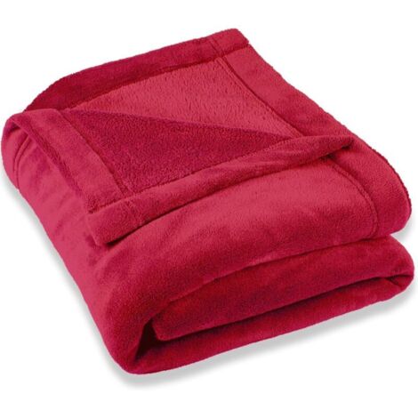 Bardusch-Couverture, Jour/Plafond, Montréal, Polaire Microfibre, Polyester, Rot, 220 x 240 cm
