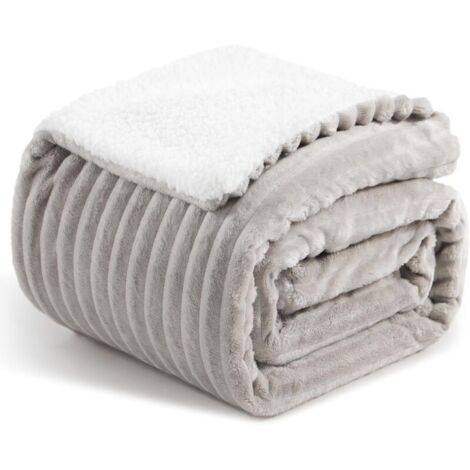 Bardusch-Couverture polaire sherpa 150×200 cm beige, épaisse et confortable, jeté canapé/lit hiver