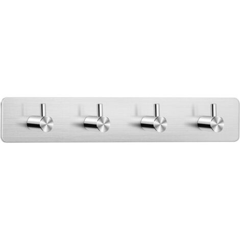 Bardusch Crochet Adhésif 3M Mural, Porte Serviettes Salle de Bain Inox, Porte Torchon Cuisine (4 Crochets)
