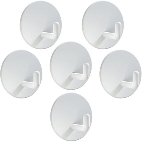 Bardusch-Crochet Adhesif Mural, 6 Pièces Porte Manteau Mural, Patere Murale Acier Inox, Accroche Torchon Cuisine Résistant à l'eau, Accroche Serviette Salle de Bain (Blanc)