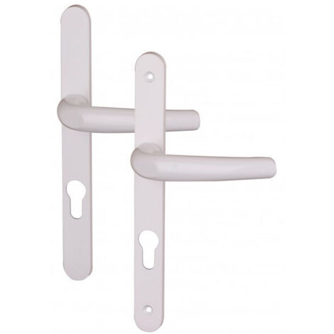 Bardusch-De porte à cylindre – Plaque étroite saillie réduite – Aluminium blanc – Entraxe – Compatible serrure 3/5 points
