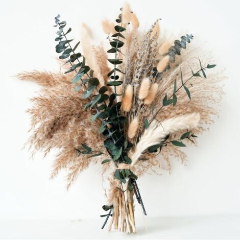 Bardusch-Déco pampa verte + lavande + eucalyptus, bouquet séché naturel pour table salle à manger, mariage boho