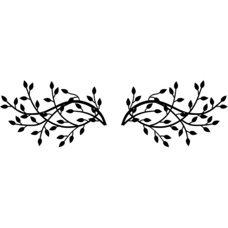 Bardusch – Décoration murale en métal noir – 2 feuilles d'arbre en acier galvanisé – Design branche d'olivier – Dimensions 15 x 9.4 inch