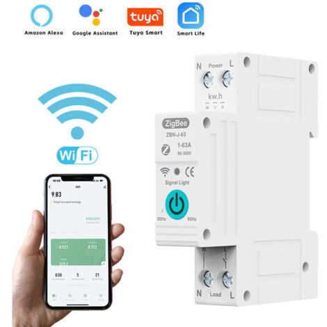 Bardusch-‌Disjoncteur Intelligent ZigBee TUYA‌ - Commande à Distance par Voix, Compatible Assistant Google et Amazon Alexa - pour Maison Connectée
