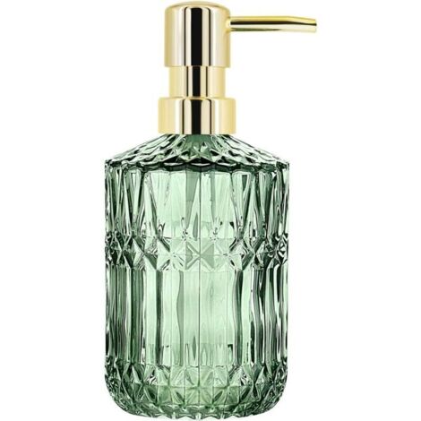Bardusch-Distributeur de savon liquide en verre vert, 400 ml, pour détergent vaisselle, shampoing ou lotion, comptoir