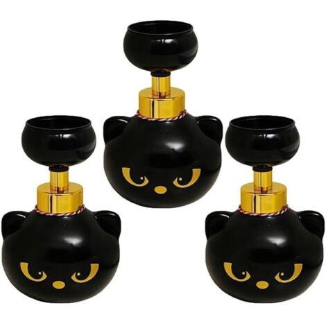 Bardusch-Distributeur de savon mousse en forme de patte de chat, rechargeable en ABS noir floral, idéal amoureux des chats