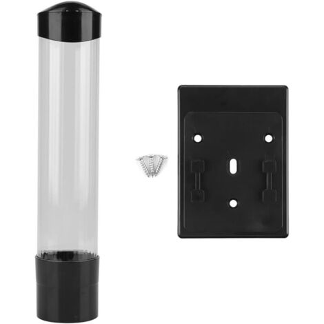 Bardusch-Distributeur mural transparent « One Touch » pour gobelets d’eau jetables – usage clinique, bureau, maison (noir cadre)