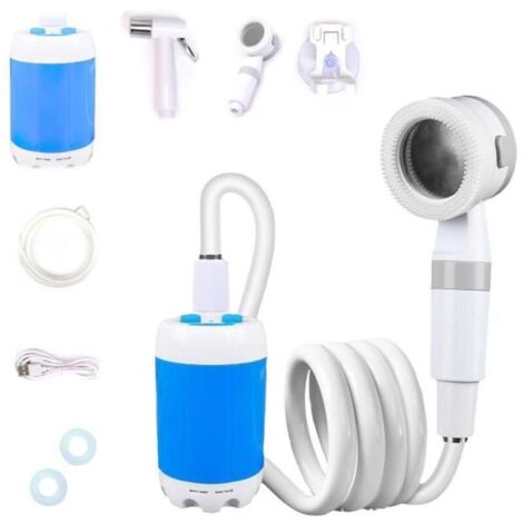 Bardusch - Douche de Camping Portable - Pompe à eau réglable à 2 vitesses - 2m de tuyau - Douche de voiture - Avec buse de lavage de voiture