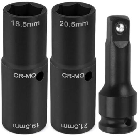 Bardusch-Douille pour écrou de roue 19,5 18,5 20,5 21,5 mm clé à écrou de roue à double tête pour écrou Ford, jeu de douilles à chocs pour jantes en acier au chrome-molybdène 1/2" compatible a