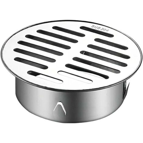 Bardusch-Drain de Plancher, Siphon de Sol Anti-Blocage de Balcon en Acier Inoxydable, Siphon de Sol pour Douche, Rond Anti-Blocage (110 Bouche Plate)