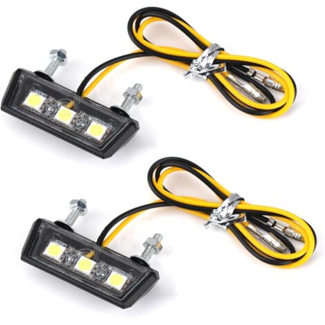 Bardusch-Eclairage Plaque Moto LED Universel  12V  Lumière Arrière de Moto avec 3 LED Super Lumineuses  Étanche  pour Tous Modèles de Motos et Quads