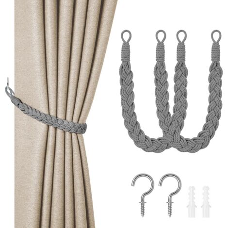Bardusch-Embrasses de rideaux, lot de 2, embrasses de rideaux en coton naturel, faites à la main.