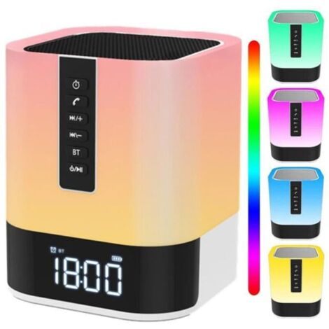 Bardusch - Enceinte Bluetooth - Lumineuse - Veilleuse - 48 Couleurs - Lecteur MP3 - Fonction Mains Libres