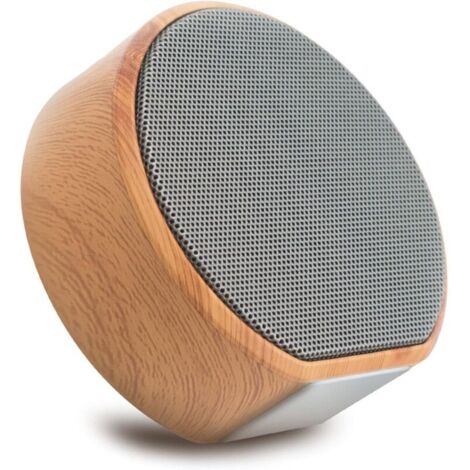 Bardusch - Enceinte Bluetooth rétro imitation bois, mini caisson, micro HD, USB/TF/AUX, rechargeable, décorative (blanc)